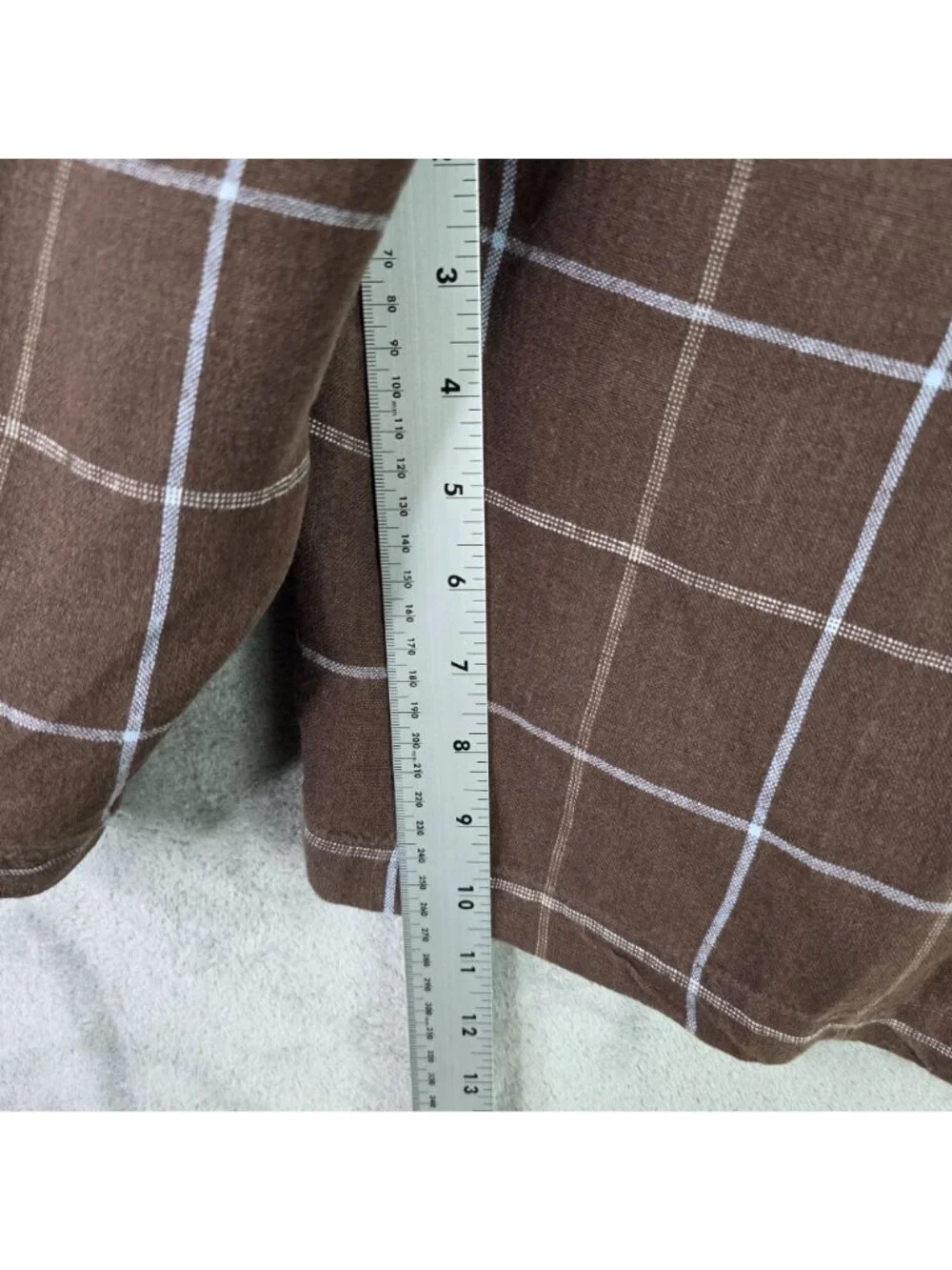 Mens Caribbean Joe Brown & White Plaid Linen Shorts 10.5